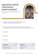 Sign Off For Church Construction Project Proposal One Pager Sample Example Document