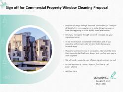 Sign Off For Commercial Property Window Cleaning Proposal Ppt Powerpoint Presentation