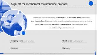 Sign Off For Mechanical Maintenance Proposal Ppt Model Layouts