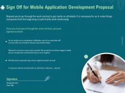 Sign off for mobile application development proposal ppt file elements
