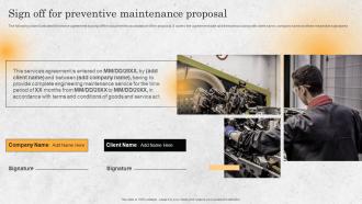 Sign Off For Preventive Maintenance Proposal Ppt Ideas Infographic Template