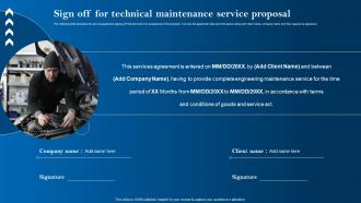 Sign Off For Technical Maintenance Service Proposal Ppt Icons