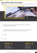 Sign Off For Video Production One Pager Sample Example Document