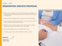 Sign Off Renovation Services Proposal Opportunity Ppt Presentation Portfolio Slides
