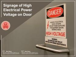 Signage of high electrical power voltage on door