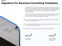 Signature for business consulting templates ppt powerpoint presentation infographics