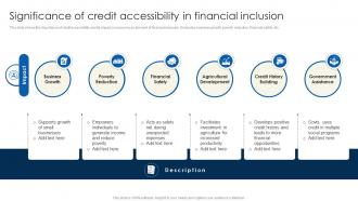 Significance Of Credit Accessibility Financial Inclusion To Promote Economic Fin SS