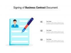 Signing of business contract document