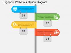 Signpost with four option diagram flat powerpoint design
