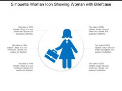 Silhouette woman icon showing woman with briefcase