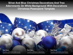 Silver blue christmas decorations tree adornments on white with decorations christmas template