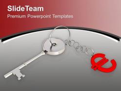 Silver key attached with euro sign powerpoint templates ppt themes and graphics 0213