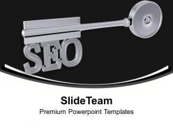 Silver key with seo on black background powerpoint templates ppt themes and graphics 0213