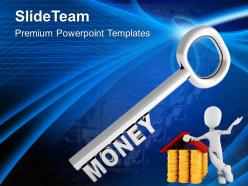 Silver key with word money powerpoint templates ppt backgrounds for slides 0213