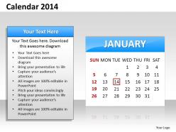 Simple elegant complete 2014 calender template and powerpoint slide for planning