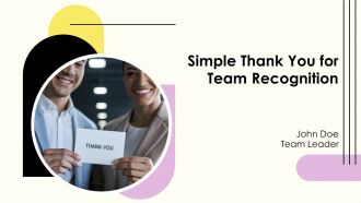 Simple Thank You For Team Recognition PPT Slides AT