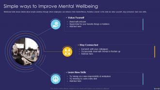 Simple Ways To Improve Mental Wellbeing Workplace Fitness Culture Playbook