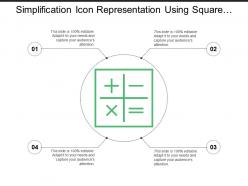 Simplification icon representation using square with plus minus multiplication equal sign