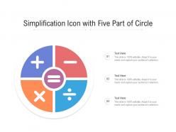 Simplification icon with five part of circle