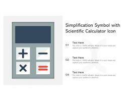 Simplification symbol with scientific calculator icon