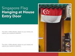 Singapore flag hanging at house entry door