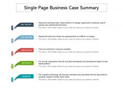 Single page business case summary