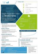 Single page pitch plan for investors presentation report infographic ppt pdf document