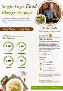 Single pager food blogger template presentation report infographic ppt pdf document