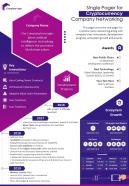 Single pager for cryptocurrency company networking presentation report infographic ppt pdf document