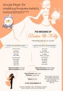 Single pager for wedding program details presentation report infographic ppt pdf document