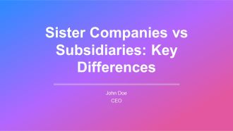 Sister Companies Vs Subsidiaries Key Differences PPT Guidelines AT
