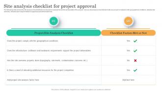 Site Analysis Checklist For Project Approval Project Assessment Screening To Identify