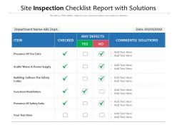 Site inspection checklist report with solutions