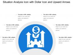 Situation analysis icon with dollar icon and upward arrows
