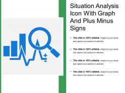 Situation analysis icon with graph and plus minus signs