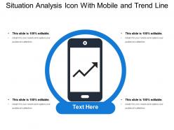 Situation analysis icon with mobile and trend line
