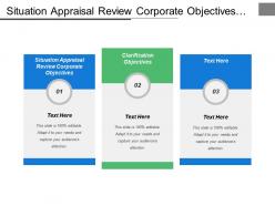 Situation appraisal review corporate objectives clarification objectives corporate strategy