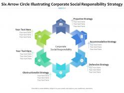 Six arrow circle illustrating corporate social responsibility strategy