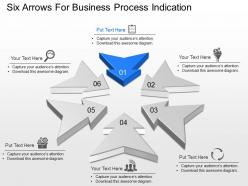 Six arrows for business process indication powerpoint template slide