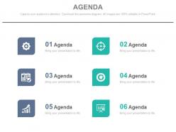 Six Business Agendas For Target Achievement Powerpoint Slides