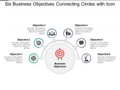 Six business objectives connecting circles with icon