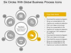 Six circles with global business process icons flat powerpoint design