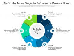 Six circular arrows stages for e commerce revenue models infographic template
