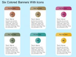 Six colored banners with icons flat powerpoint design