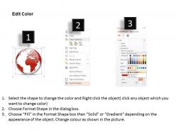 Six colored globes with different countries maps ppt presentation slides