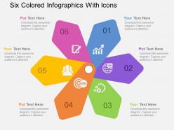 Six colored infographics with icons flat powerpoint design