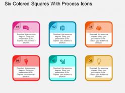 Six colored squares with process icons flat powerpoint design