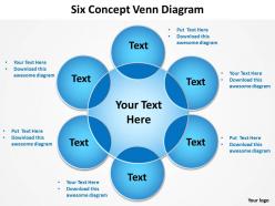 Six concept venn diagram with big ring in center and circles powerpoint diagram templates graphics 712