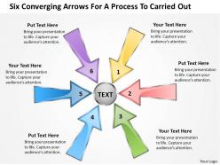 six coverging arrows for process to carried out Charts and PowerPoint Slides