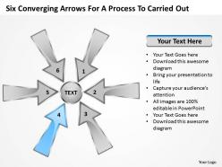 Six coverging arrows for process to carried out charts and powerpoint slides